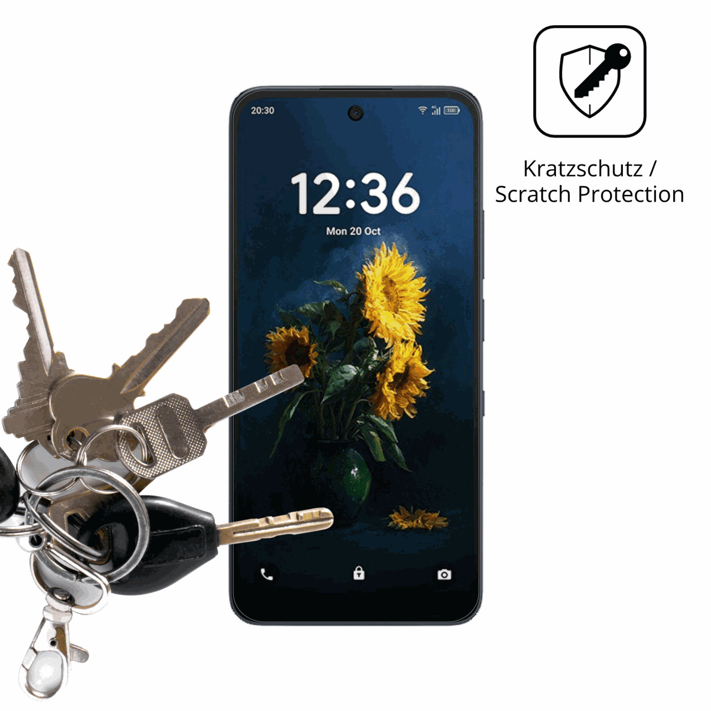 Schutz gegen Kratzer auf dem TCL NXTpaper 70 Pro Glas durch Schlüssel oder Ähnliches