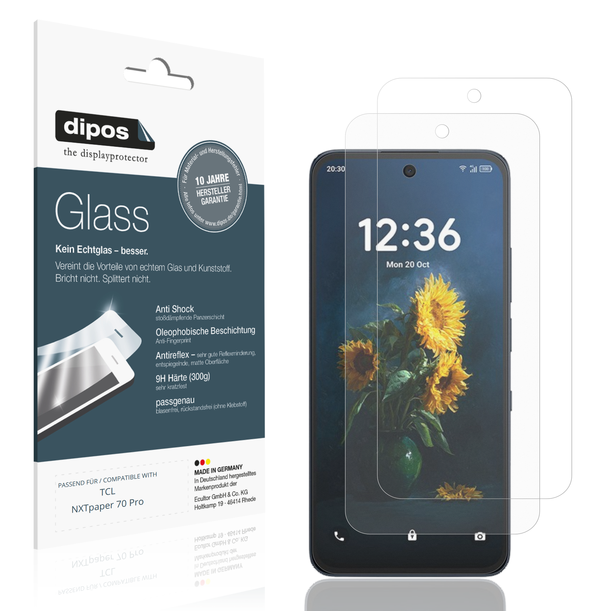 Matte Displayschutzfolie von dipos passend für TCL NXTpaper 70 Pro, 9H kratzfest und blasenfrei montiert