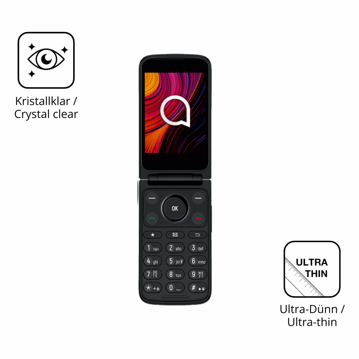 Dünne und klare Folie passend zugeschnitten für TCL One Touch 4043D
