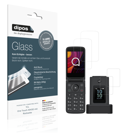 Klare Displayschutzfolie von dipos passend für TCL One Touch 4043D mit Rückseite, 9H kratzfest und blasenfrei montiert