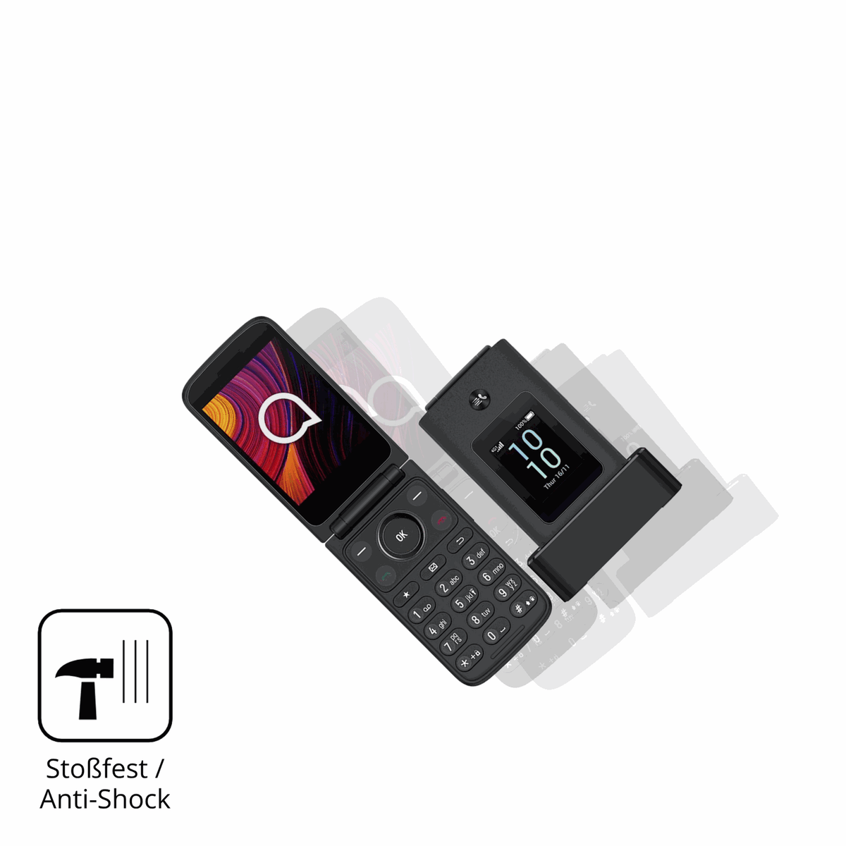 Schutz gegen Kratzer auf dem TCL One Touch 4043D mit Rückseite Glas durch Schlüssel, Stöße gegen die Tischkante oder Stürze