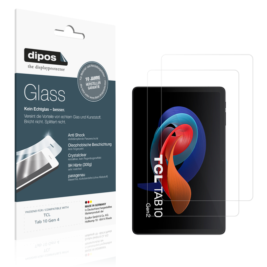 Klare Displayschutzfolie von dipos passend für TCL Tab 10 Gen 4, 9H kratzfest und blasenfrei montiert