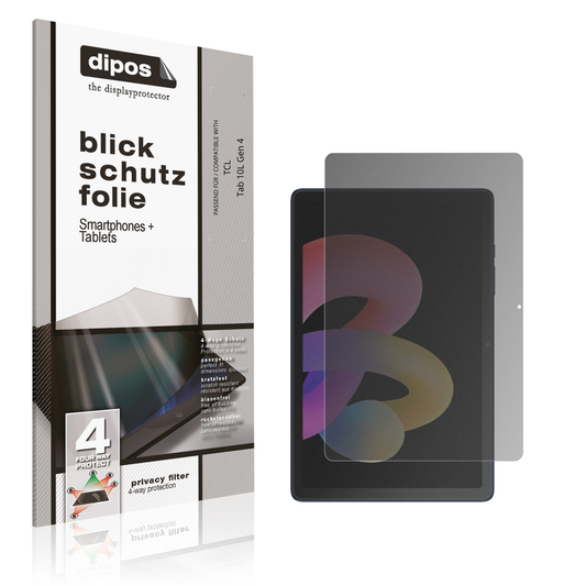 Blickschutzfolie von dipos passend für tcltab 10l gen 4, präziser Zuschnitt und blasenfrei montiert