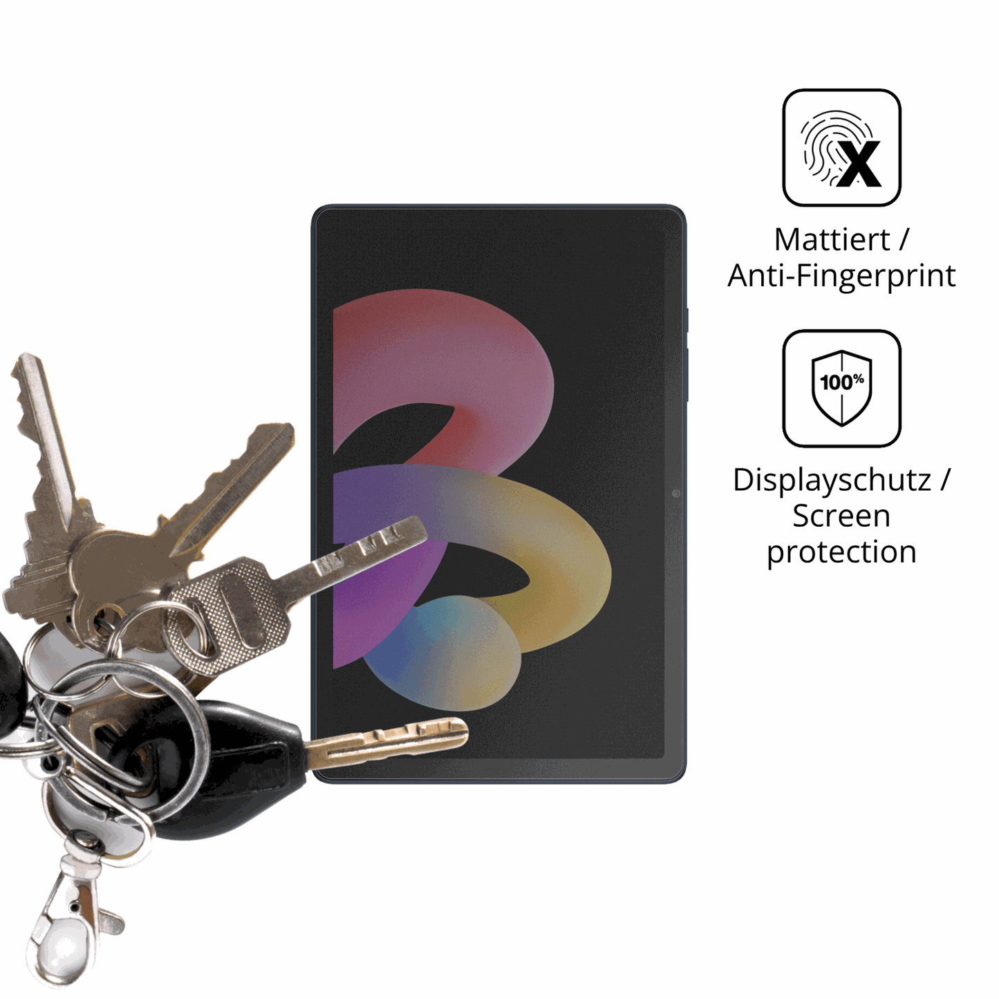 dipos Displayschutz für tcltab 10l gen 4, mattierte Oberfläche, Blickschutzfilter und perfekter Passform