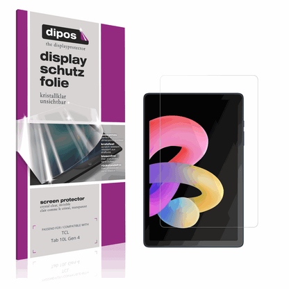 Klare Displayschutzfolie von dipos passend für tcltab 10l gen 4, präziser Zuschnitt und blasenfrei montiert