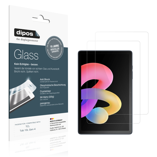 Klare Displayschutzfolie von dipos passend für tcltab 10l gen 4, 9H kratzfest und blasenfrei montiert