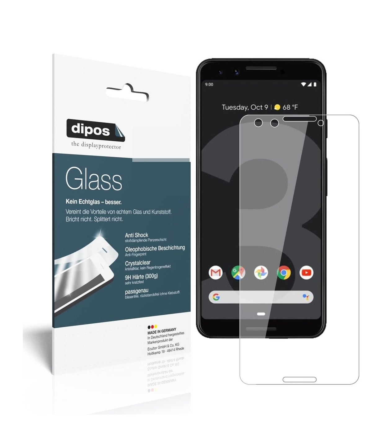 1x 9H Schutzfolie für Google Pixel 3 Panzerfolie