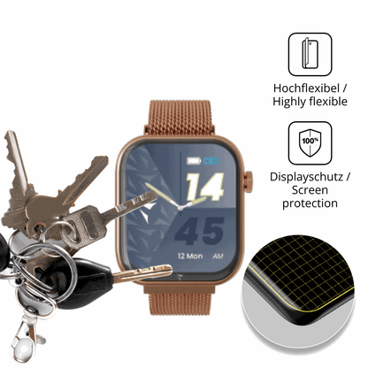 dipos Displayschutz für techmadem-glam011 1.75 zoll, transparente Oberfläche, perfekte Passform auch für die Rundungen