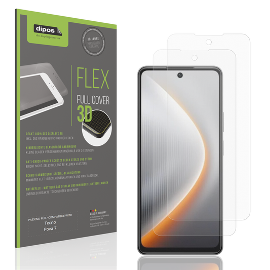 Matte Displayschutzfolie von dipos passend für tecnopova 7, 100% Displayabdeckung und blasenfreie Montage