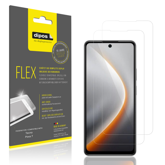 Klare Displayschutzfolie von dipos passend für tecnopova 7, 100% Displayabdeckung und blasenfreie Montage