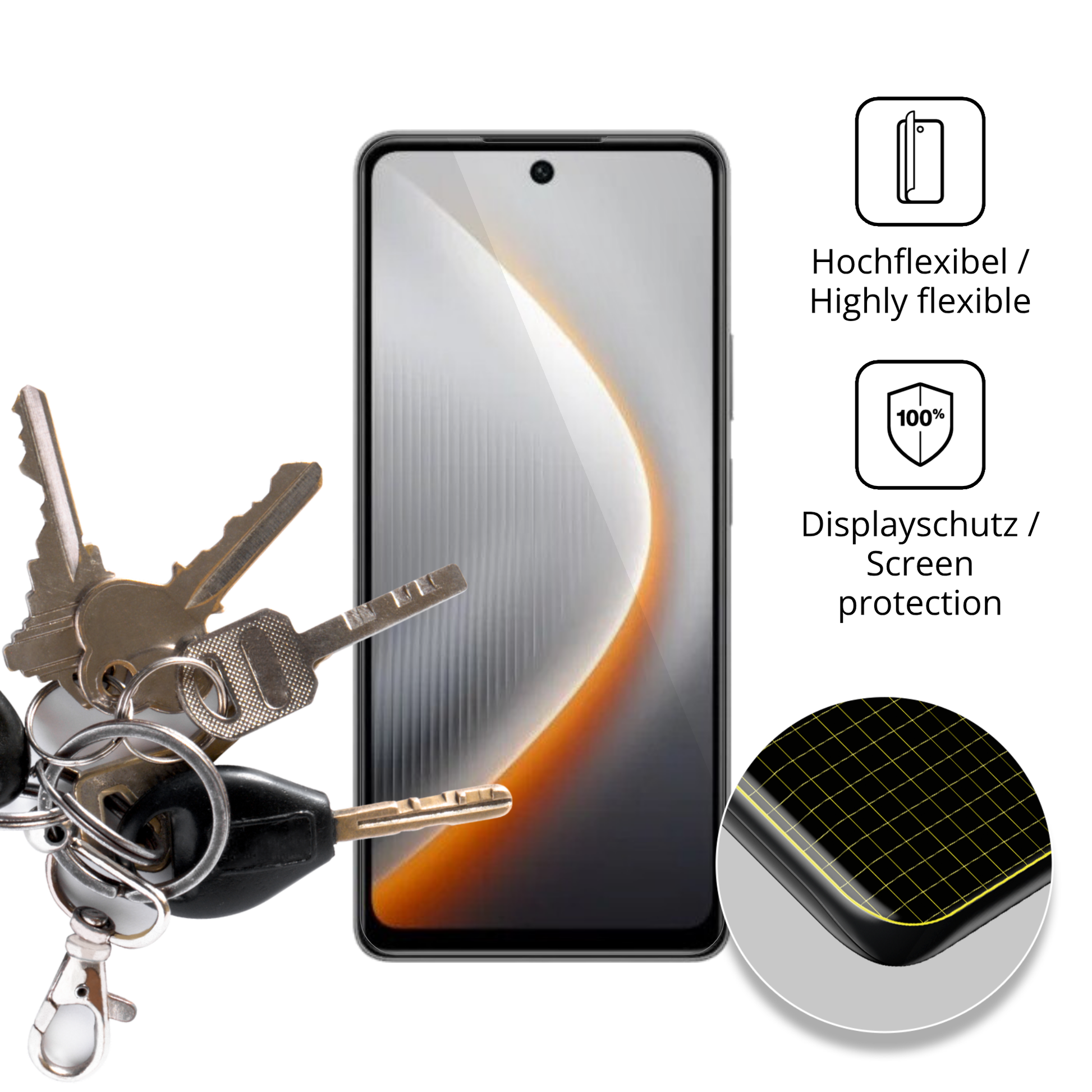 dipos Displayschutz für tecnopova 7, transparente Oberfläche, geringe Dicke und perfekte Passform