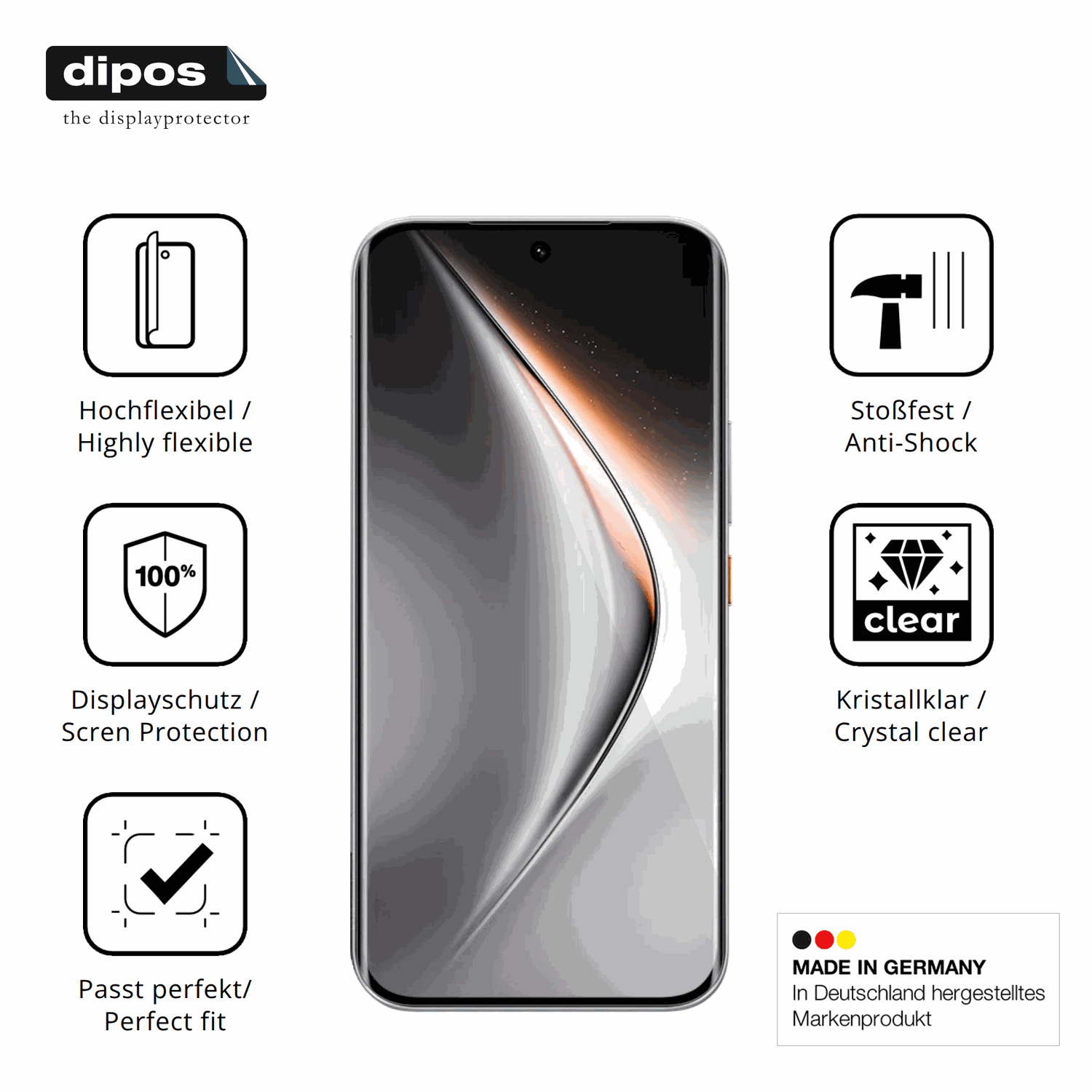 Displayschutz hergestellt in Deutschland, höchste Qualität made in Germany