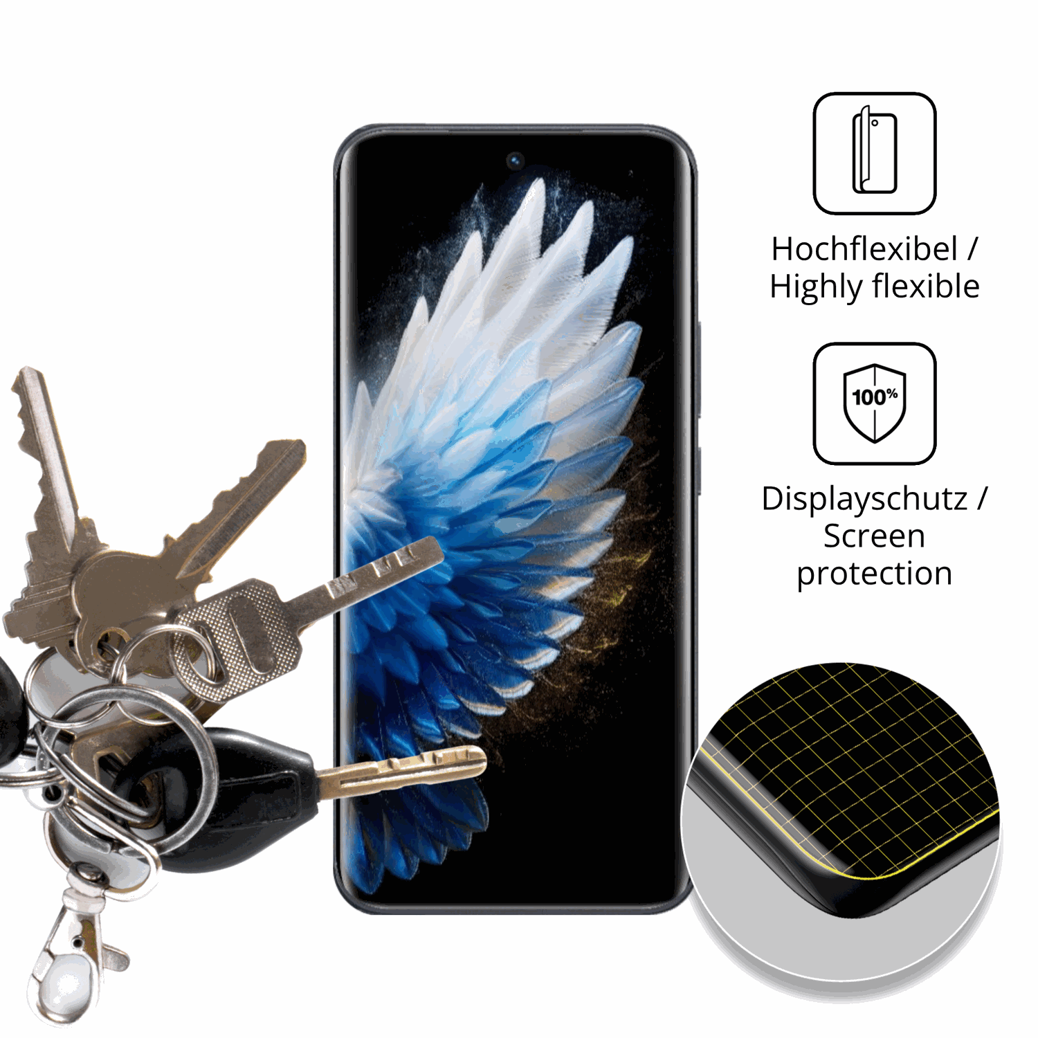 dipos Displayschutz für tecnospark 40 pro plus, transparente Oberfläche, perfekte Passform auch für die Rundungen
