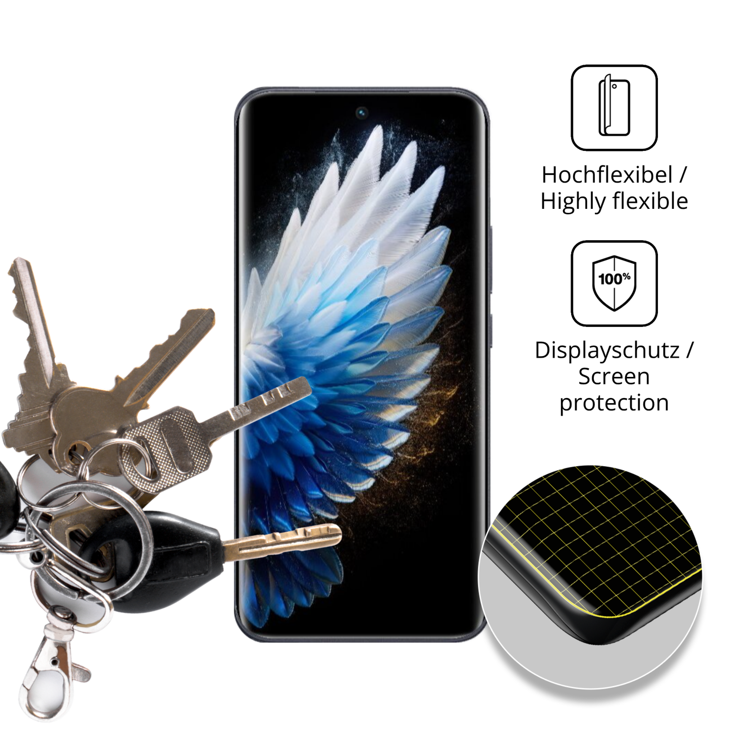 dipos Displayschutz für tecnospark 40 pro plus, mit Blickschutzfilter und perfekter Passform auch für die Rundungen