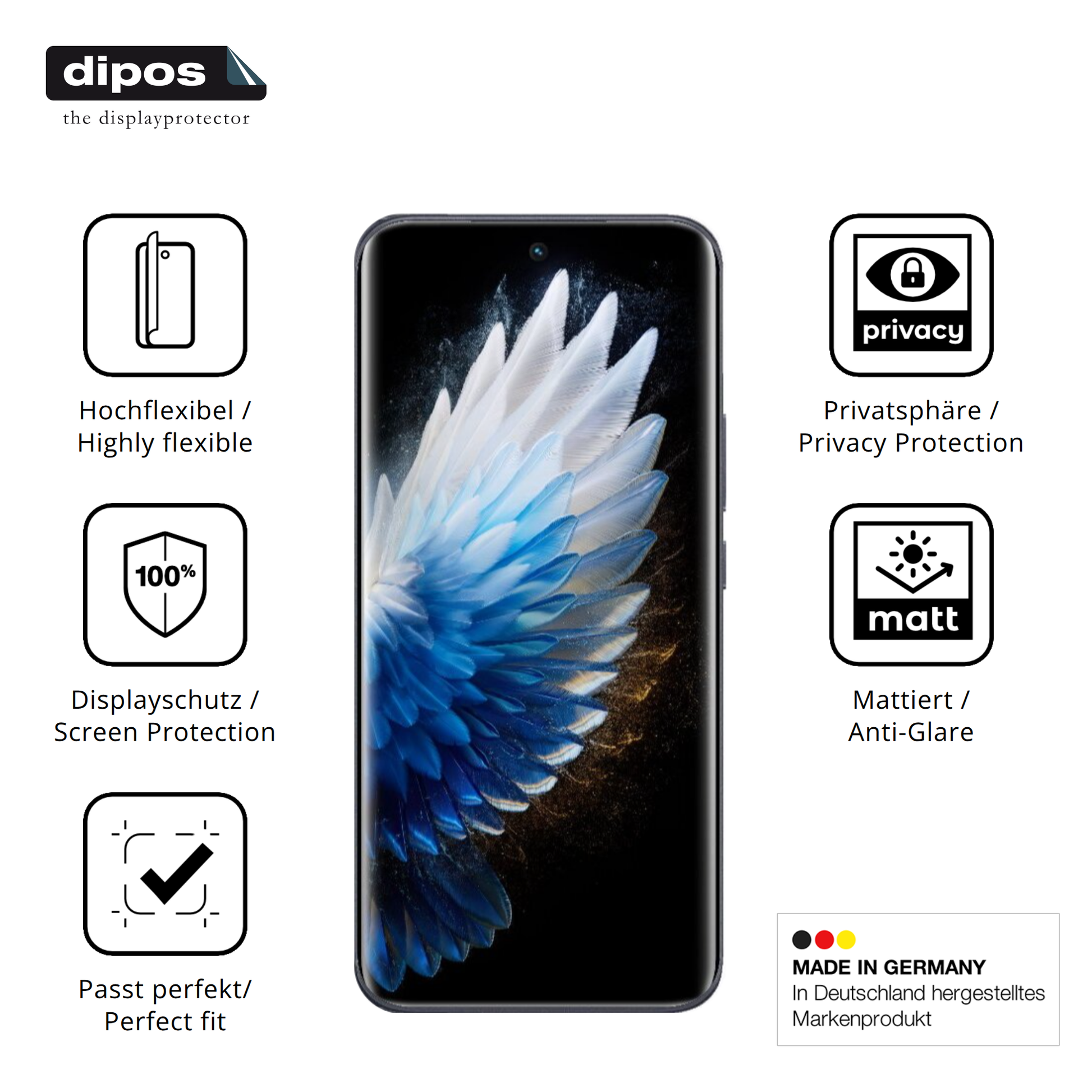 Flexible TPU-Folie passend zugeschnitten für tecnospark 40 pro plus, mit Privatsphäre-Schutz durch Sichtschutz-Folie