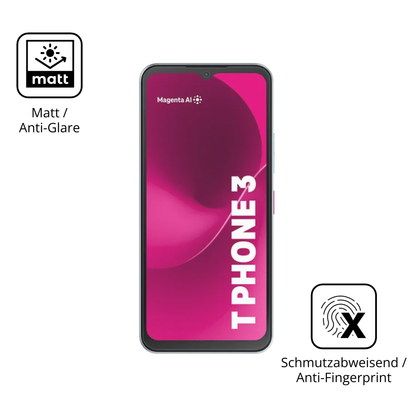 Dünne und entspiegelnde Folie passend zugeschnitten für Telekom T Phone 3 Pro