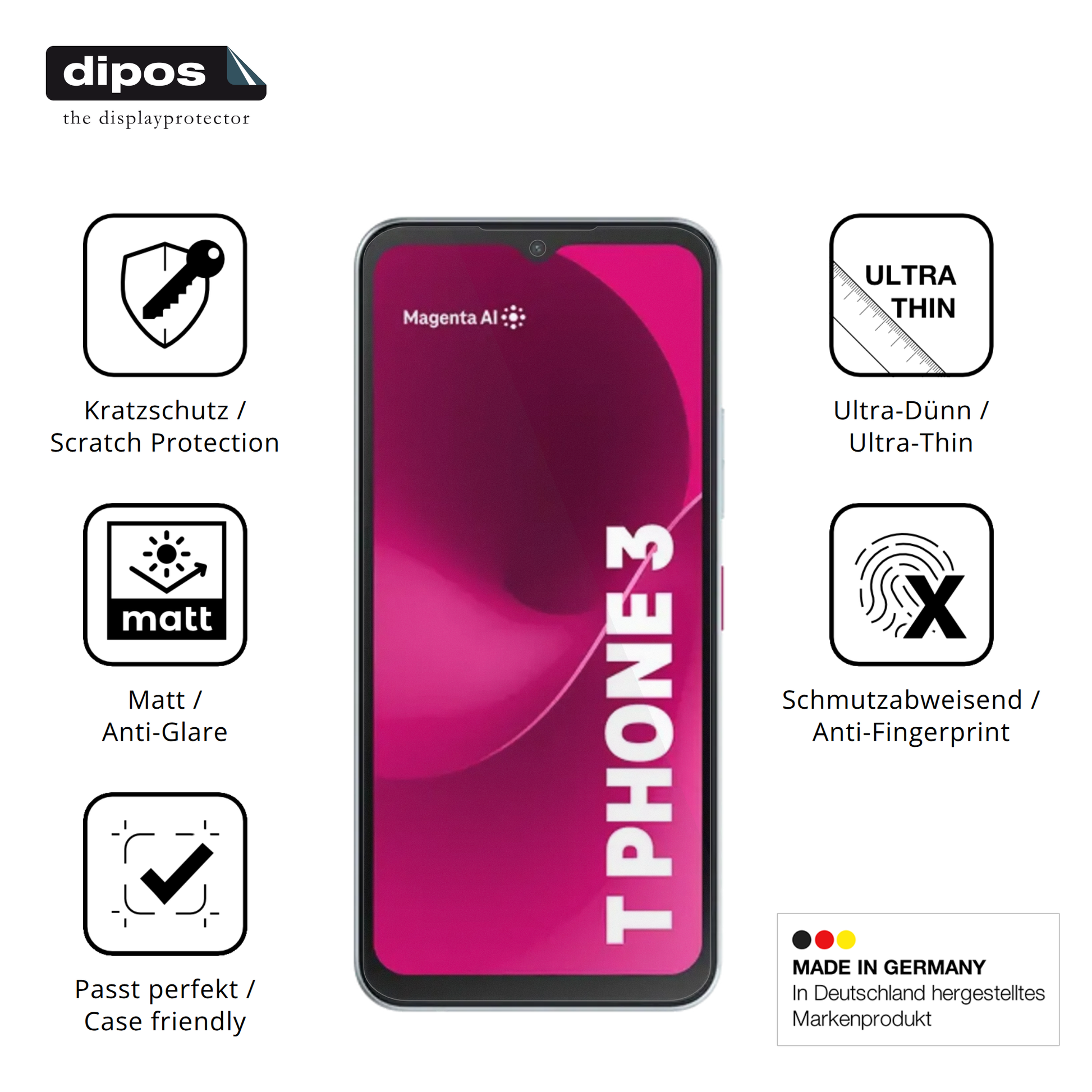 Displayschutz hergestellt in Deutschland, höchste Qualität made in Germany