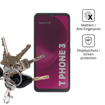 dipos Displayschutz für Telekom T Phone 3 Pro, mattierte Oberfläche, Blickschutzfilter und perfekter Passform