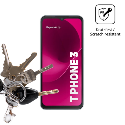 dipos Displayschutz für Telekom T Phone 3 Pro, transparente Oberfläche, perfekte Passform auch für die Rundungen
