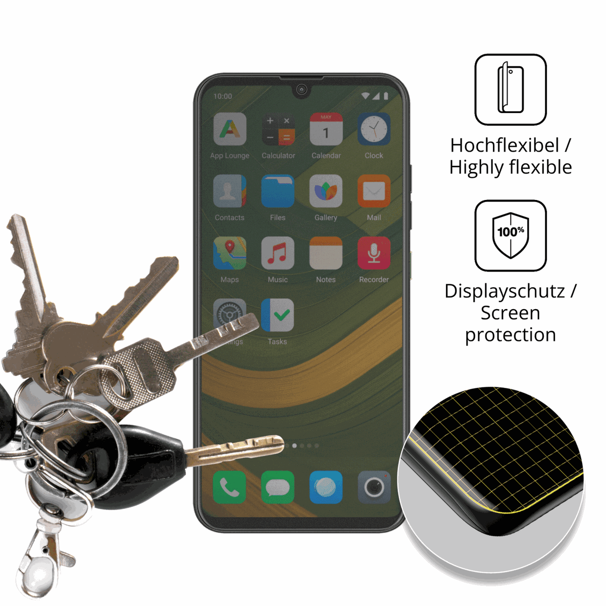 dipos Displayschutz für Teracube 2s, mit Blickschutzfilter und perfekter Passform auch für die Rundungen