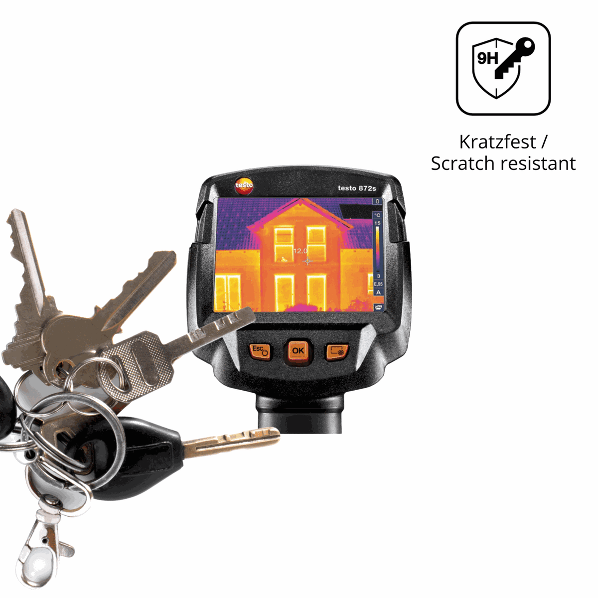 dipos Displayschutz für Testo 872s, mattierte Oberfläche, robuste Festigkeit und perfekte Passform