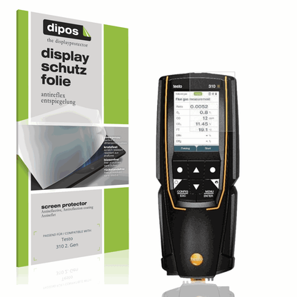 Matte Displayschutzfolie von dipos passend für Testo 310 2. Gen, präziser Zuschnitt und blasenfrei montiert