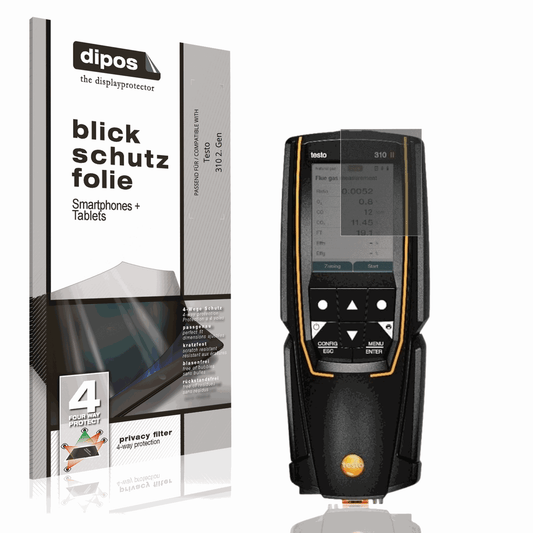Blickschutzfolie von dipos passend für Testo 310 2. Gen, präziser Zuschnitt und blasenfrei montiert
