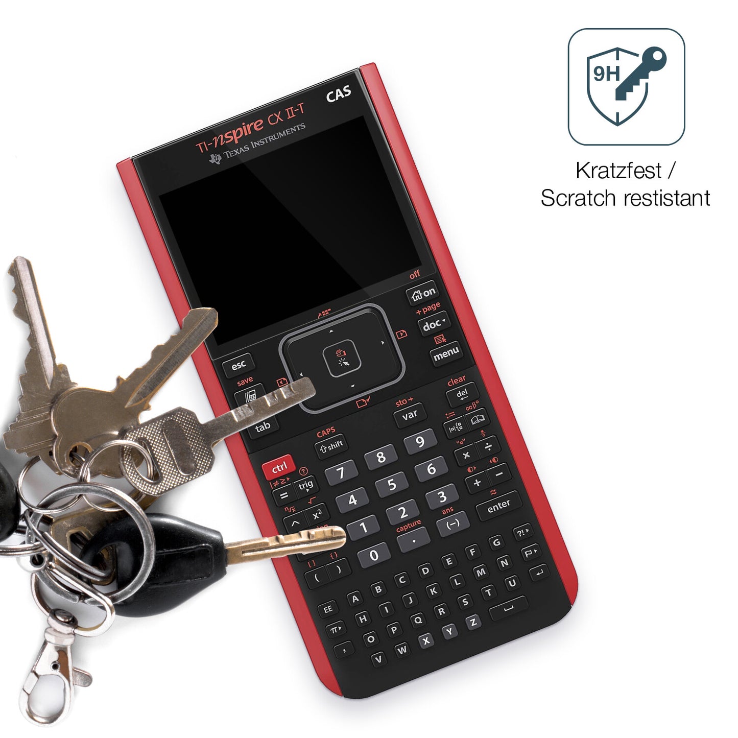 dipos Displayschutz für Texas Instruments CX CAS II FC TI-Nspire CX II-T CAS, transparente Oberfläche, perfekte Passform auch für die Rundungen