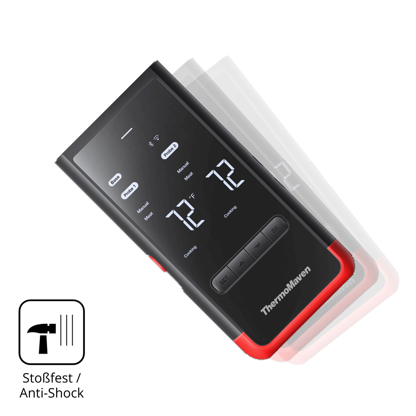 Schutz gegen Kratzer auf dem ThermoMaven P2 Glas durch Schlüssel, Stöße gegen die Tischkante oder Stürze