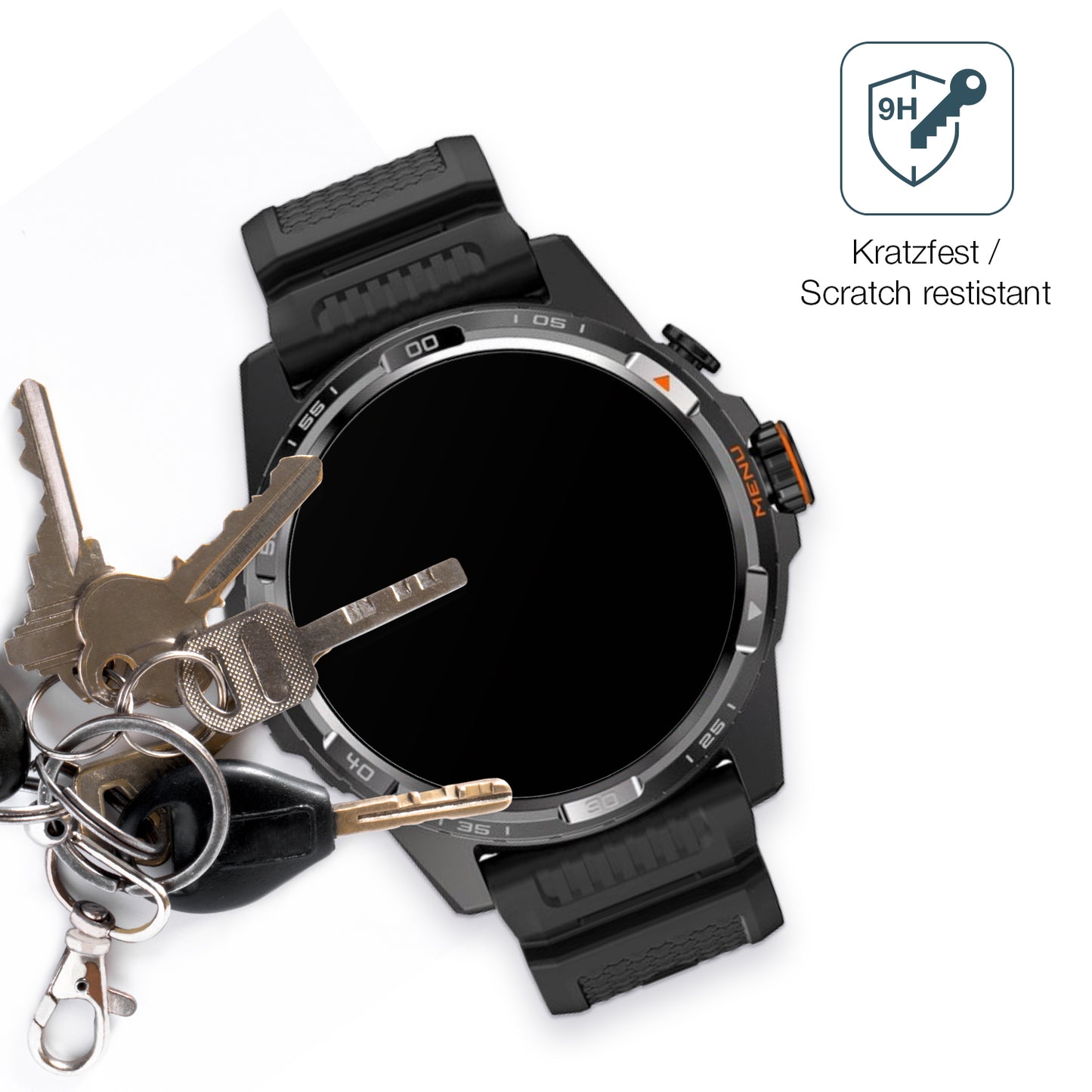 dipos Displayschutz für ticWatch Atlas, mattierte Oberfläche, robuste Festigkeit und perfekte Passform