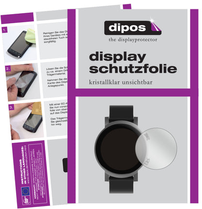 Klare Displayschutzfolie von dipos passend für TicWatch E3 Smartwatch, präziser Zuschnitt und blasenfrei montiert