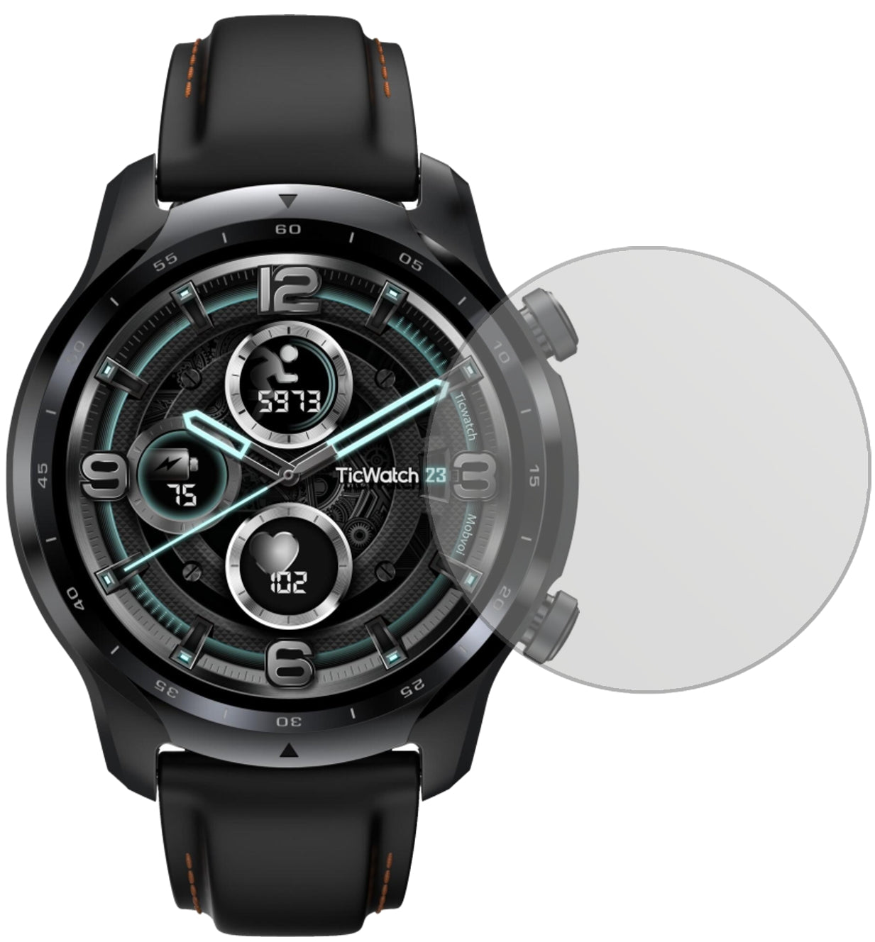TicWatchPro 3 GPS mit aufgebrachter dipos Displayschutzfolie, die lästige Fingerabdrücke minimiert