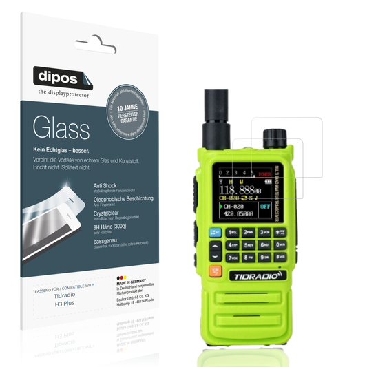 Klare Displayschutzfolie von dipos passend für tidradioh3 plus, 9H kratzfest und blasenfrei montiert