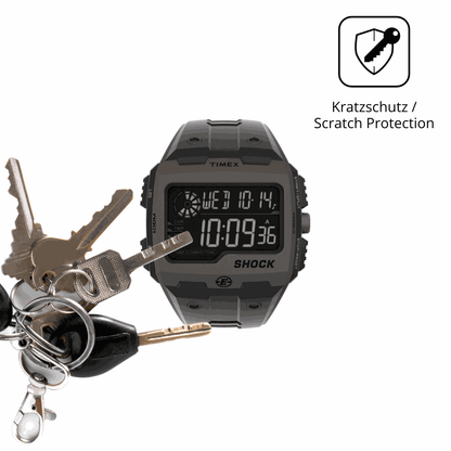 Schutz gegen Kratzer auf dem Timex Expedition Grid Shock Glas durch Schlüssel oder Ähnliches