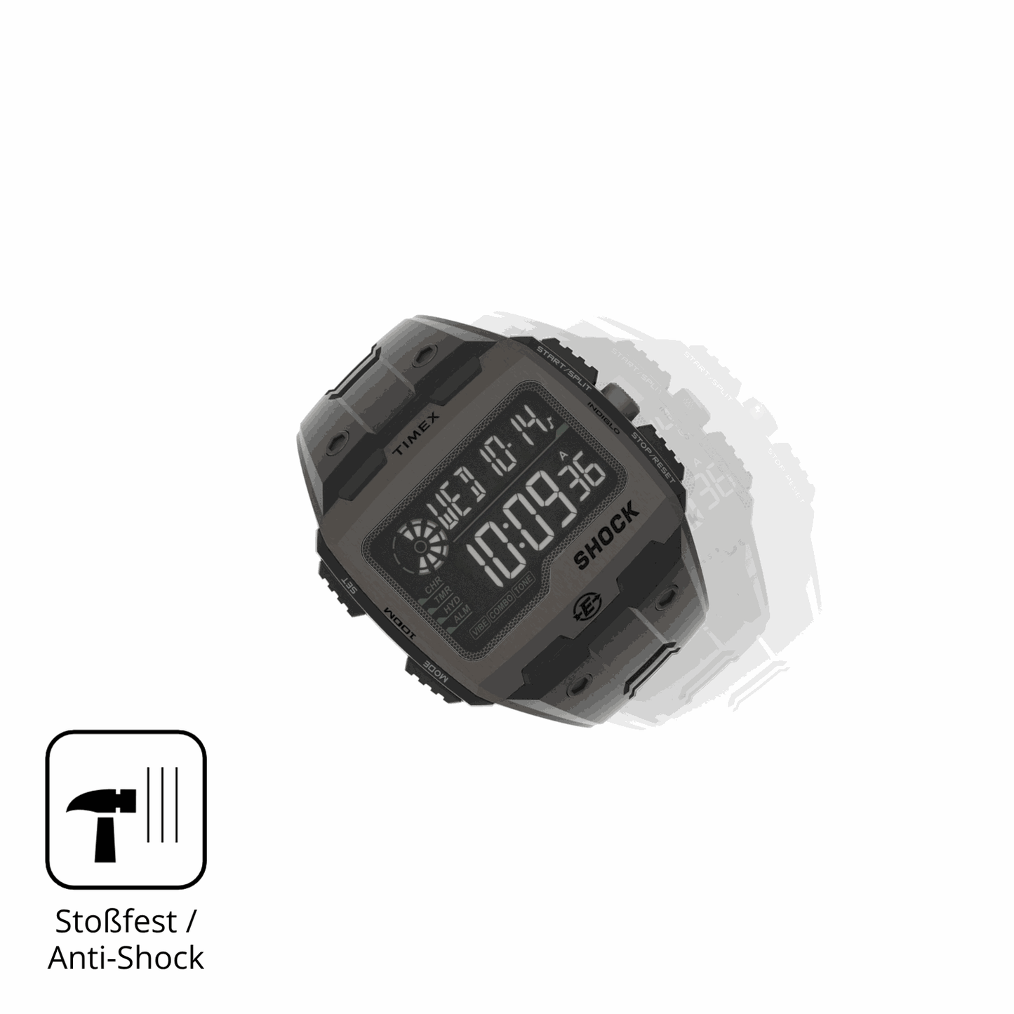 Schutz gegen Kratzer auf dem Timex Expedition Grid Shock Glas durch Schlüssel, Stöße gegen die Tischkante oder Stürze