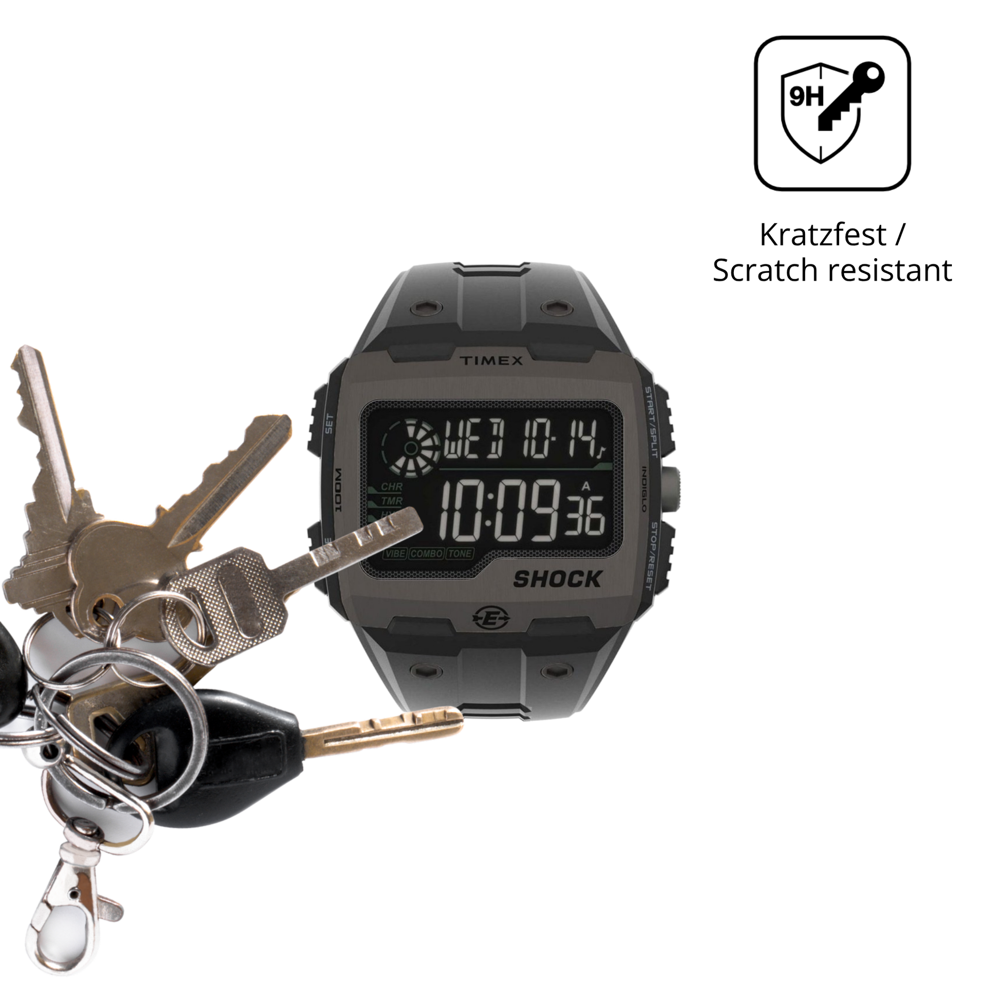 dipos Displayschutz für Timex Expedition Grid Shock, transparente Oberfläche, perfekte Passform auch für die Rundungen