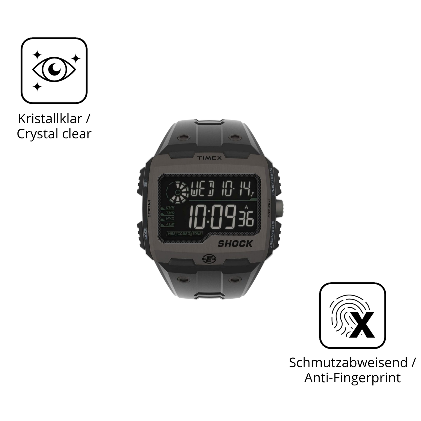 Flexible TPU-Folie passend zugeschnitten für Timex Expedition Grid Shock, vollständige Abdeckung