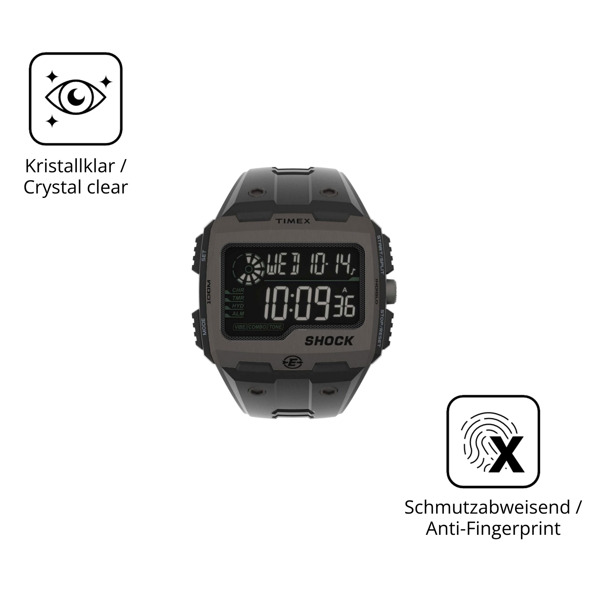 Flexible TPU-Folie passend zugeschnitten für Timex Expedition Grid Shock, vollständige Abdeckung