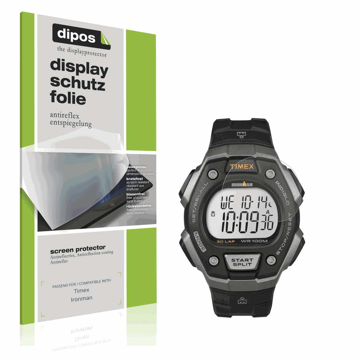Matte Displayschutzfolie von dipos passend für Timex Ironman, präziser Zuschnitt und blasenfrei montiert