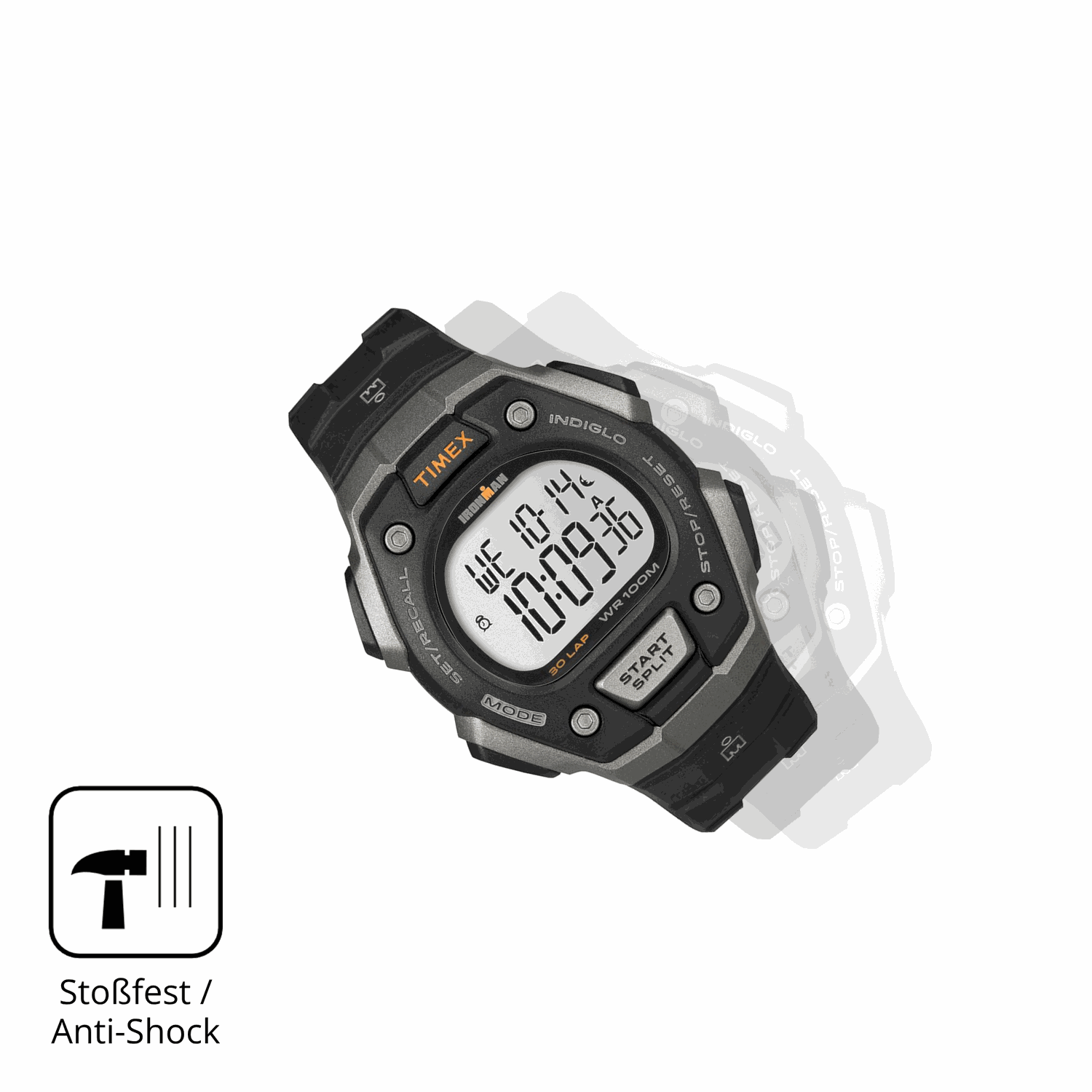Schutz gegen Kratzer auf dem Timex Ironman Glas durch Schlüssel, Stöße gegen die Tischkante oder Stürze