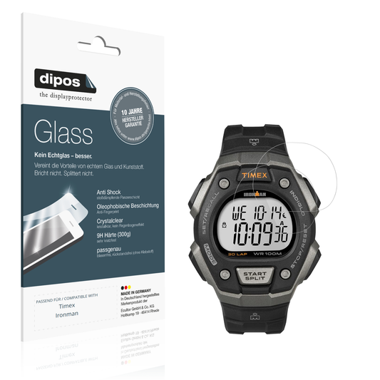 Klare Displayschutzfolie von dipos passend für Timex Ironman, 9H kratzfest und blasenfrei montiert