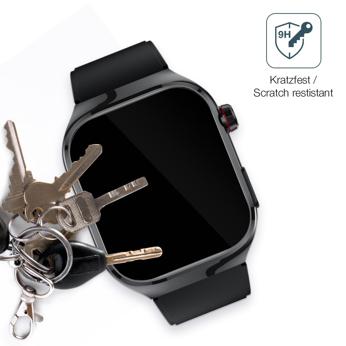 dipos Displayschutz für TK16 Smartwatch 2.04 Zoll, transparente Oberfläche, perfekte Passform auch für die Rundungen