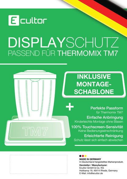 Hybridglas Displayschutzfolie passend für Thermomix TM7 inkl. Montage-Rahmen