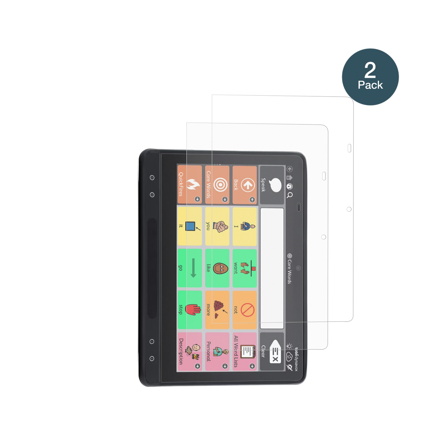 Tobii DynavoxTD I-16 mit aufgebrachter dipos Panzerfolie, die lästige Fingerabdrücke minimiert