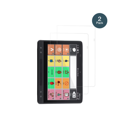 Tobii DynavoxTD I-16 mit aufgebrachter dipos Flex Schutzfolie, glasklare Darstellung ohne Einschränkungen
