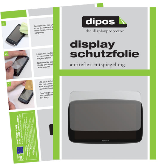Matte Displayschutzfolie von dipos passend für TomTom GO Discover 6 Zoll, präziser Zuschnitt und blasenfrei montiert