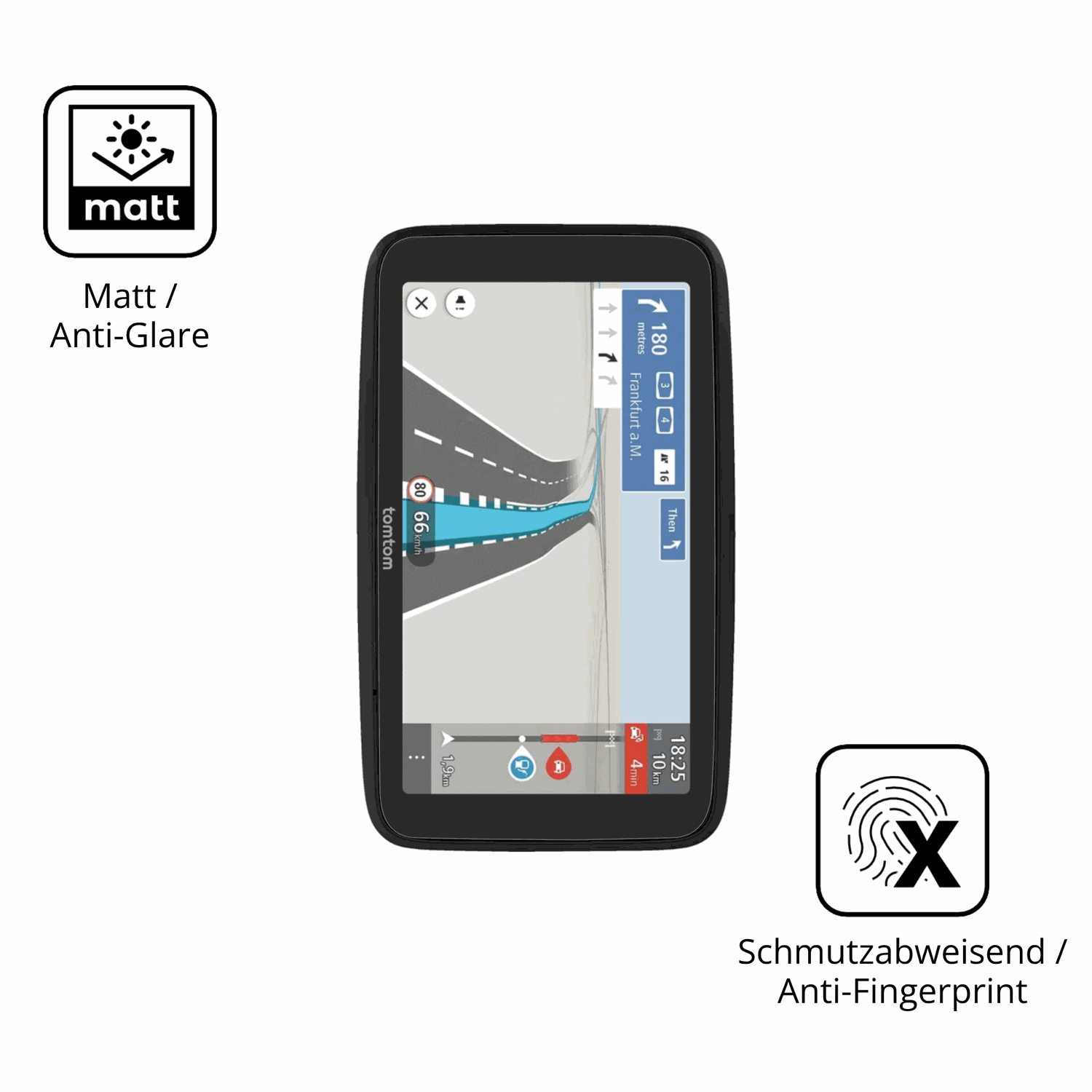 Dünne und entspiegelnde Folie passend zugeschnitten für TomTom Go Essential 6 Zoll 2. Gen