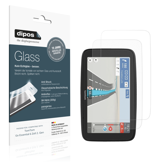 Matte Displayschutzfolie von dipos passend für TomTom Go Essential 6 Zoll 2. Gen, 9H kratzfest und blasenfrei montiert