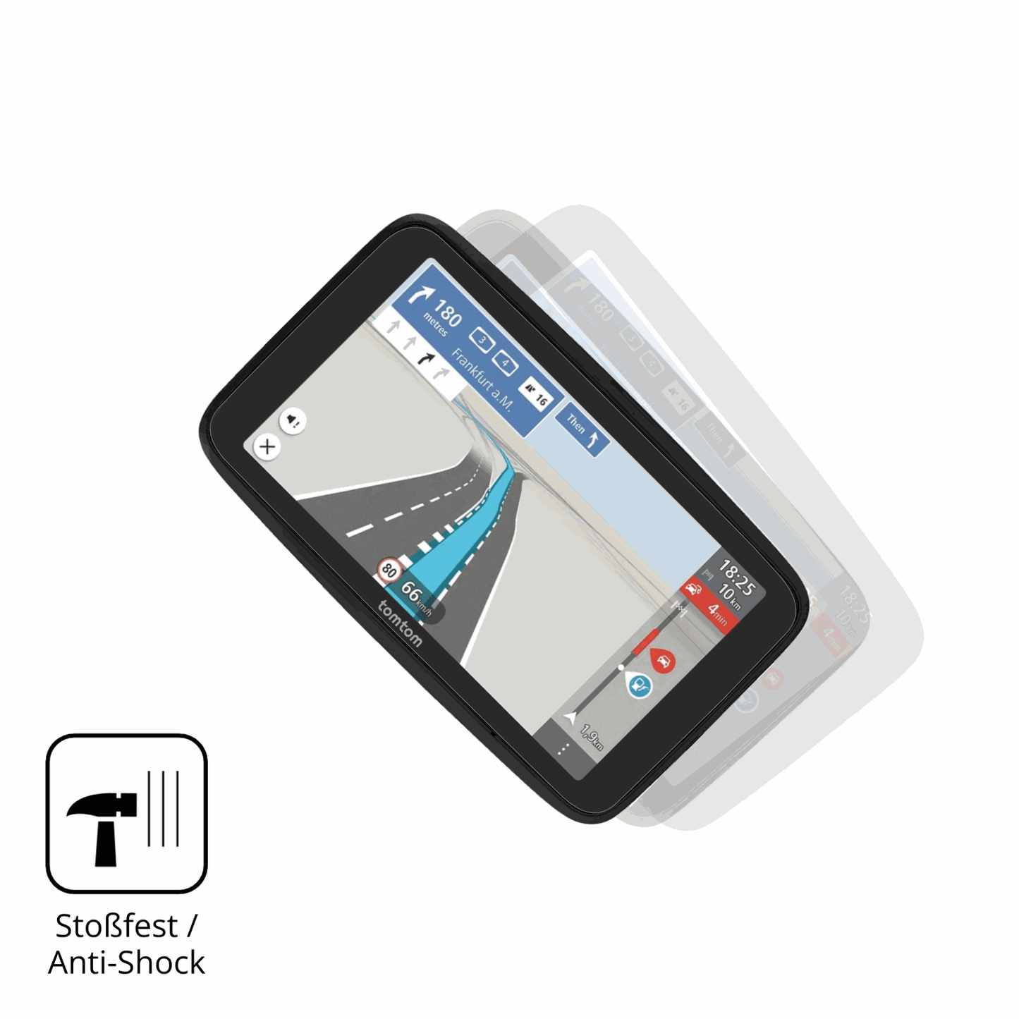 Schutz gegen Kratzer auf dem TomTom Go Essential 6 Zoll 2. Gen Glas durch Schlüssel, Stöße gegen die Tischkante oder Stürze