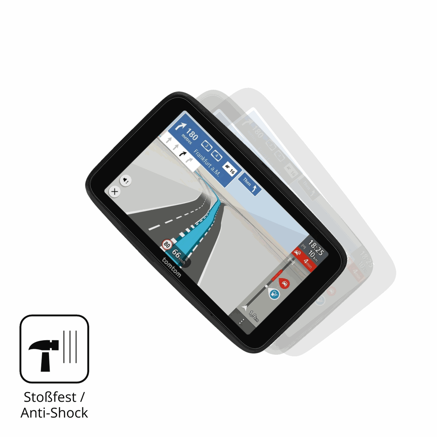 Schutz gegen Kratzer auf dem TomTom Go Essential 6 Zoll 2. Gen Glas durch Schlüssel, Stöße gegen die Tischkante oder Stürze